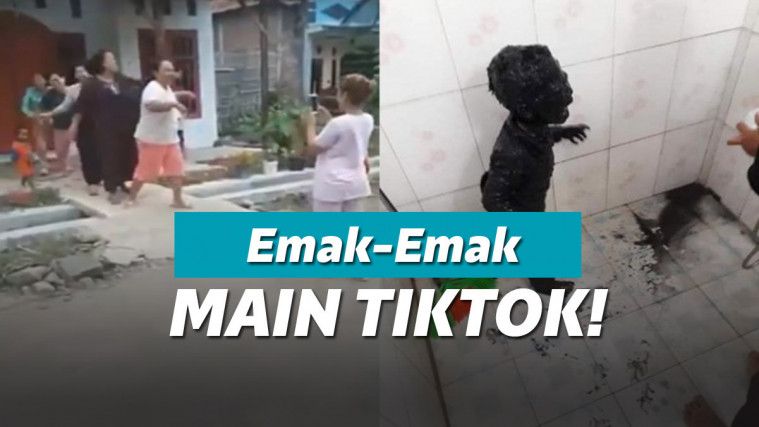 Bikin konten Tik Tok, emak-emak bikin bocah masuk got