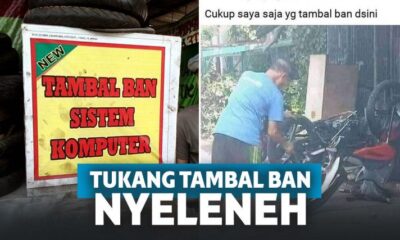 10 Potret Tukang Tambal Ban Ini Bikin Susah Nahan Ketawa!