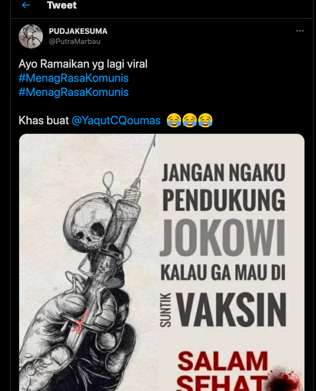 Trending #MenagRasaKomunis Dilakukan Robot, Tujuan: Memanipulasi Umat Islam