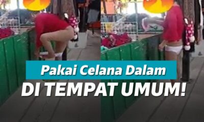 Wanita ini nekat coba celana dalam di tempat