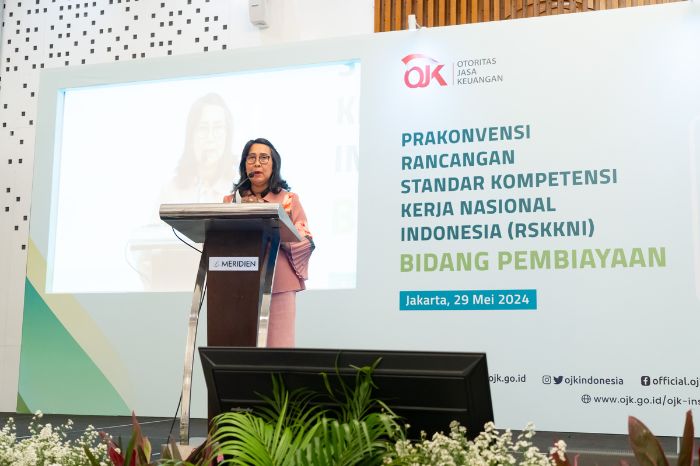 Otoritas Jasa Keuangan (OJK) menggelar Prakonvensi Rancangan Standar Kompetensi Kerja Nasional Indonesia (RSKKNI) bidang Pembiayaan di Hotel Le Méridien, Jakarta (29/5/24).
