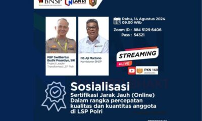 Sertifikasi Jarak Jauh LSP Polri Didukung BNSP, Sosialisasi Digelar Online untuk Perkuat Kompetensi Anggota