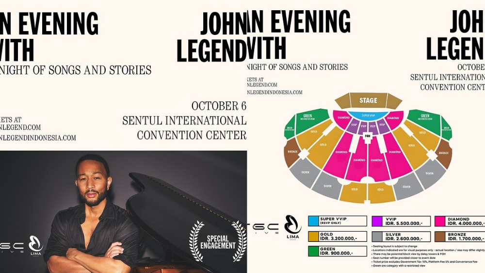 Konser Pertama John Legend di Indonesia: Tiket Mulai dari Rp900 Ribu, Penjualan Dimulai 14 Juli 2024