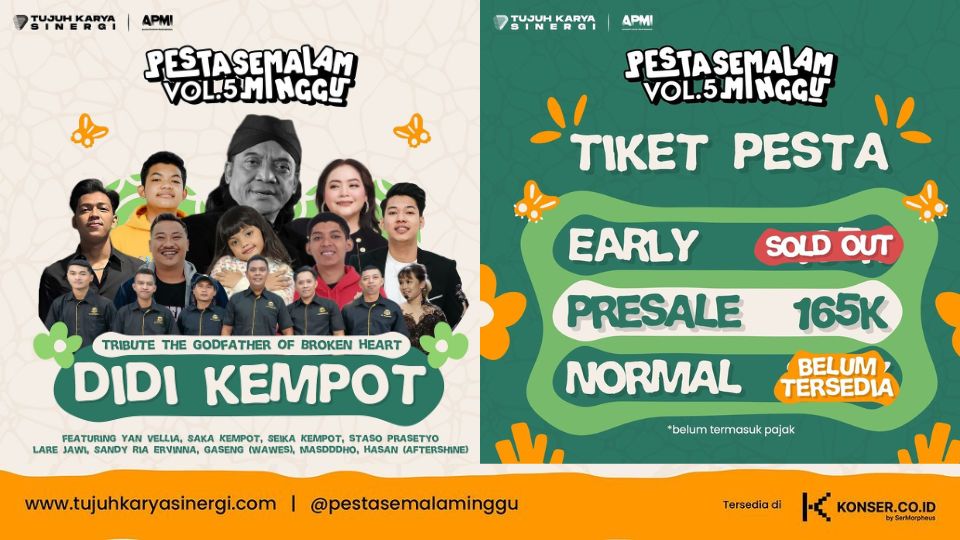 Sing Along di Pesta Semalam Minggu Vol.5: Tribute Didi Kempot dengan Penampilan Sandy Ria Ervinna, Staso Prasetyo & Tiket Presale